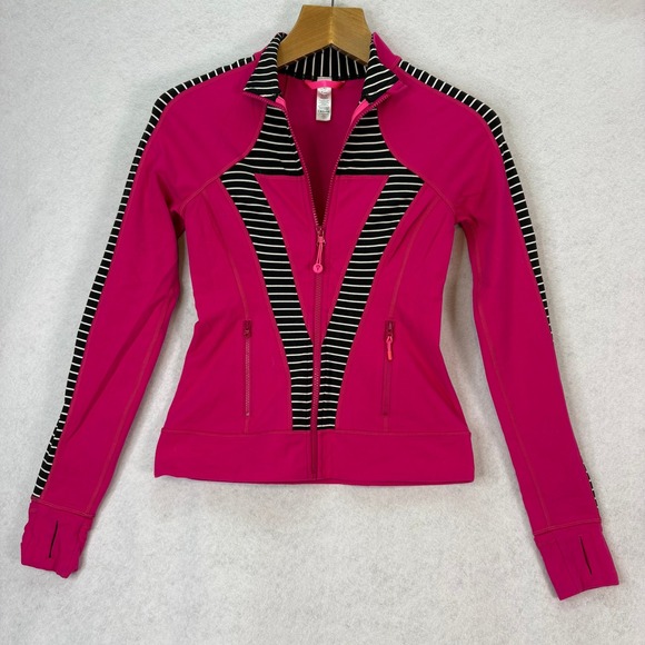 Ivivva Other - Ivivva Pink Striped Full Zip Athletic Jacket Girls 14 Athleisure Sporty Training